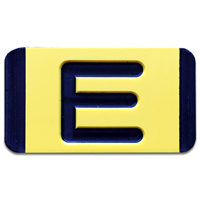Vertical Mounting Plastic Engraved Pole Marker Character, Black on Yellow, "E"