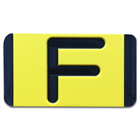 Vertical Mounting Plastic Engraved Pole Marker Character, Black on Yellow, "F"