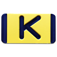 Vertical Mounting Plastic Engraved Pole Marker Character, Black on Yellow, "K"