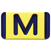 Vertical Mounting Plastic Engraved Pole Marker Character, Black on Yellow, "M"