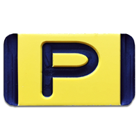 Vertical Mounting Plastic Engraved Pole Marker Character, Black on Yellow, "P"