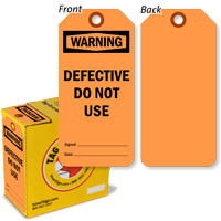 Warning Defective Do Not Use Tag in a Box