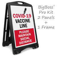 COVID-19 Vaccine Line Please Maintain Social Distance Vaccine Safety Sign