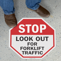 Look Out For Forklift Traffic Floor Sign