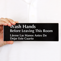 Bilingual Wash Hands Before Leaving Sign