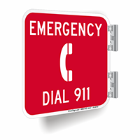 Double Sided Emergency Dial 911 Double Sided Sign