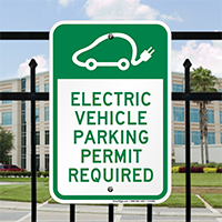 Electric Vehicle Parking Permit Required Signs