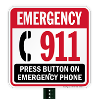 Emergency 911 Press Button Phone Sign