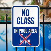 No Glass In Pool Area Signs