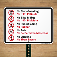 Bilingual No Skateboarding Sign (with Graphic)