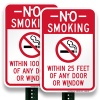 No Smoking Near Any Door Or Window Sign