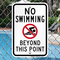 No Swimming Beyond This Point Signs (with Graphic)