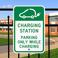 Charging Station, Electric Car Parking While Charging Signs