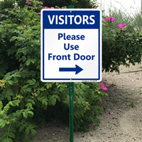 Please Use Front Door Sign (with Right Arrow)