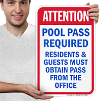 Attention Pool Pass Required Signs