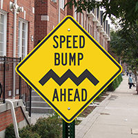 Speed Bump Ahead (With Graphic) Signs