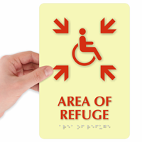 Area Of Refuge Handicapped Directional Sign