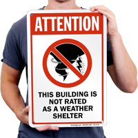 Attention Building Shelter Area Sign