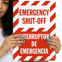 Emergency Shut-Off Interruptor De Emergencia Sign