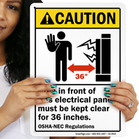 Area in Front of Electrical Panel Kept Clear 36 Inches Sign