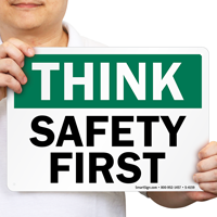 Think Sign Safety First Reversible Fold Ups® Floor Sign: On The Job