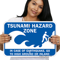 Tsunami Hazard Zone: In Case Earthquake Sign