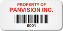 Asset Label, Property of Company Name with Barcode