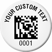 Customizable 2D Barcode Number Asset Tags   Circular