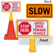 Gate Open Toward Vehicle ConeBoss Sign