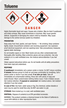 Toluene Danger Large GHS Chemical Label