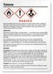 Toluene Danger Medium GHS Chemical Label
