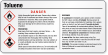 GHS Toluene Danger Small Chemical Label