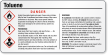 Toluene Tiny Danger GHS Chemical Label