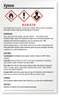 Xylene Danger Large GHS Chemical Label