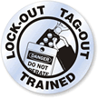 LOCK OUT TAG OUT TRAINED Hard HAT DECAL