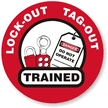 Lockout Tagout Trained Hard Hat Labels