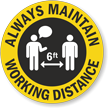 Always Maintain Working Distance Hard Hat Decal