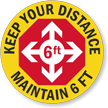 Keep Your Distance   Maintain 6ft Hard Hat Decal