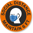 Social Distance   Maintain 6ft Hard Hat Decal