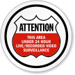 Attention 24 Hour Video Surveillance Shield ISO Sign
