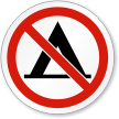 No Camping Symbol ISO Prohibition Circular Sign
