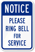 Notice   Please Ring Bell For Service Sign