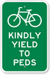Yield To Peds with Bicycle Symbol Sign