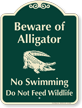 Beware Of Alligator, No Swimming Signature Sign