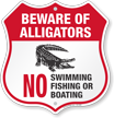 Beware Of Alligators Shield Sign