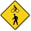 Bicycle With Pedestrian Graphic Share The Path Sign
