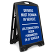 Bilingual Drivers Remain in Vehicle Sidewalk Sign