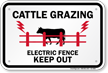 Cattle Grazing Electric Fence Keep Out Sign