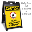 Caution Ramp is Slippery When Wet Sign