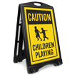 Caution Children Playing Portable Sidewalk Sign Kit